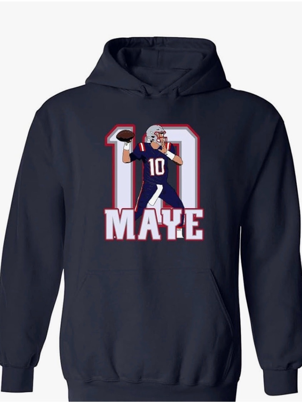 Gildan Navy Blue 'MAYE 10' Football Graphic Hoodie